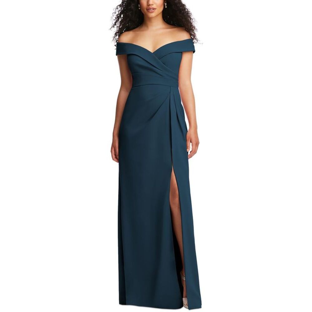 After Six Womens Blue Woven Long Formal Evening Dress Gown NWT